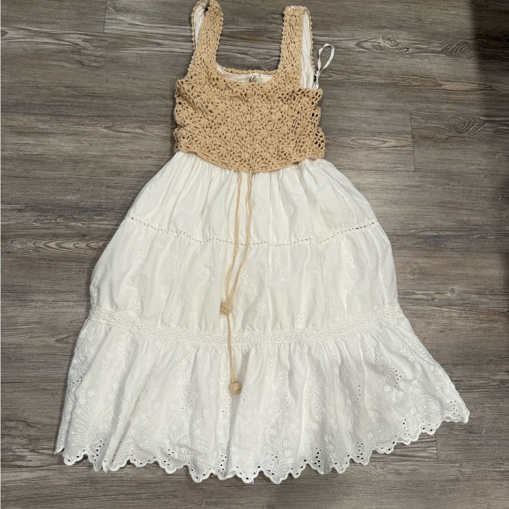 Anthropologie Crochet Top White Dress